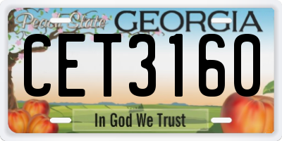 GA license plate CET3160