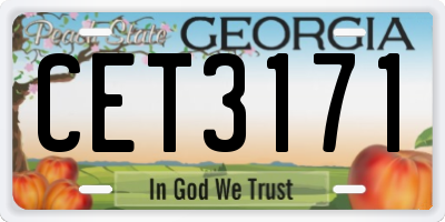GA license plate CET3171