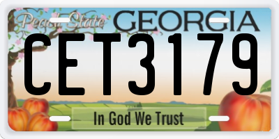 GA license plate CET3179