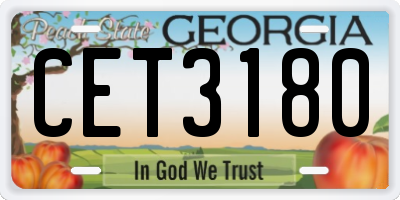 GA license plate CET3180