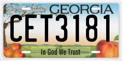 GA license plate CET3181