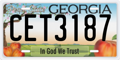 GA license plate CET3187