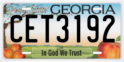GA license plate CET3192