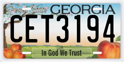 GA license plate CET3194