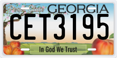 GA license plate CET3195