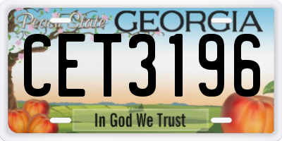 GA license plate CET3196