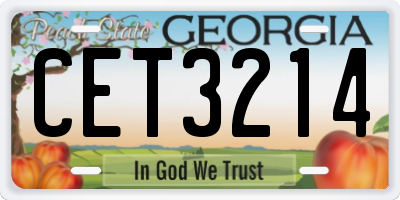 GA license plate CET3214