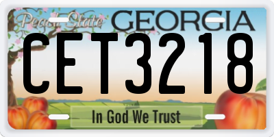 GA license plate CET3218