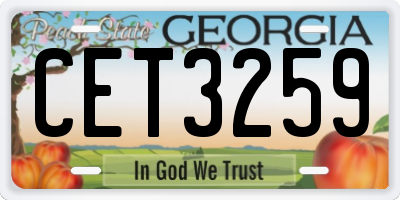 GA license plate CET3259