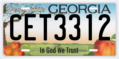 GA license plate CET3312