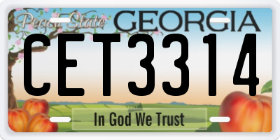 GA license plate CET3314