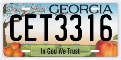 GA license plate CET3316