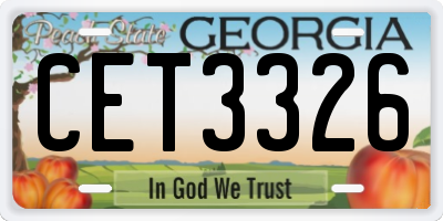 GA license plate CET3326