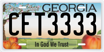 GA license plate CET3333