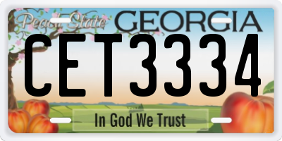 GA license plate CET3334