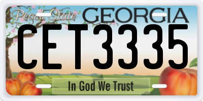 GA license plate CET3335