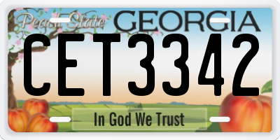 GA license plate CET3342