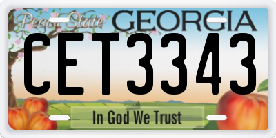 GA license plate CET3343