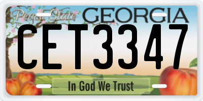 GA license plate CET3347