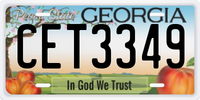 GA license plate CET3349