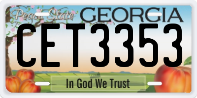 GA license plate CET3353