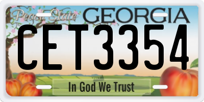 GA license plate CET3354