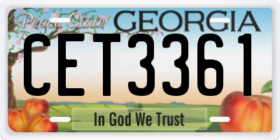 GA license plate CET3361