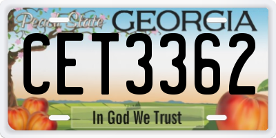 GA license plate CET3362