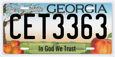 GA license plate CET3363