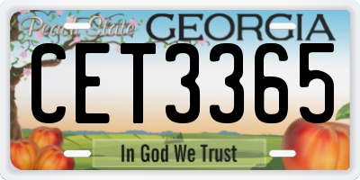 GA license plate CET3365