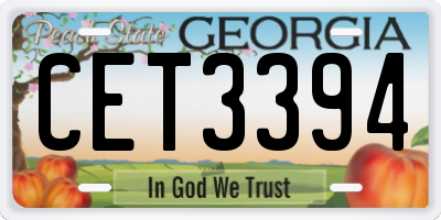 GA license plate CET3394