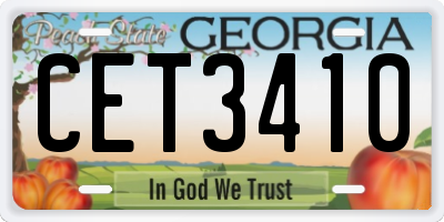 GA license plate CET3410