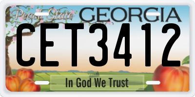 GA license plate CET3412