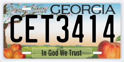GA license plate CET3414