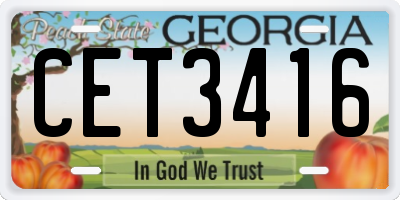 GA license plate CET3416