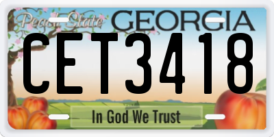 GA license plate CET3418