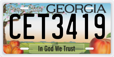 GA license plate CET3419