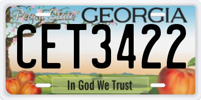 GA license plate CET3422