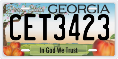 GA license plate CET3423