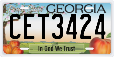 GA license plate CET3424