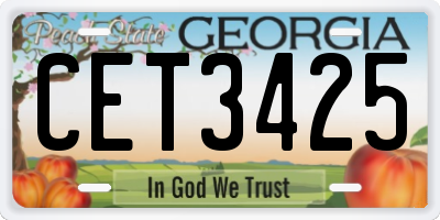 GA license plate CET3425