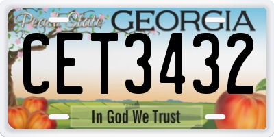 GA license plate CET3432