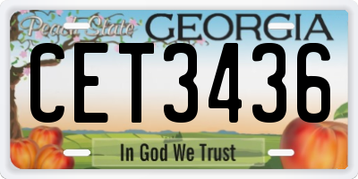 GA license plate CET3436