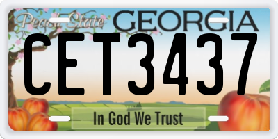 GA license plate CET3437