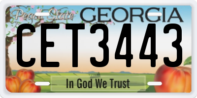 GA license plate CET3443