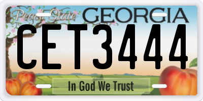 GA license plate CET3444