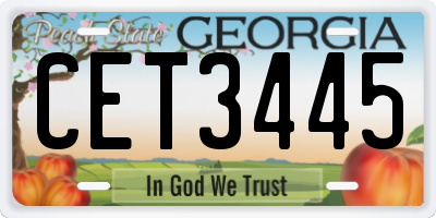 GA license plate CET3445