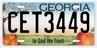 GA license plate CET3449