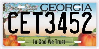 GA license plate CET3452