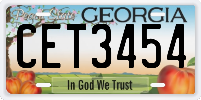 GA license plate CET3454